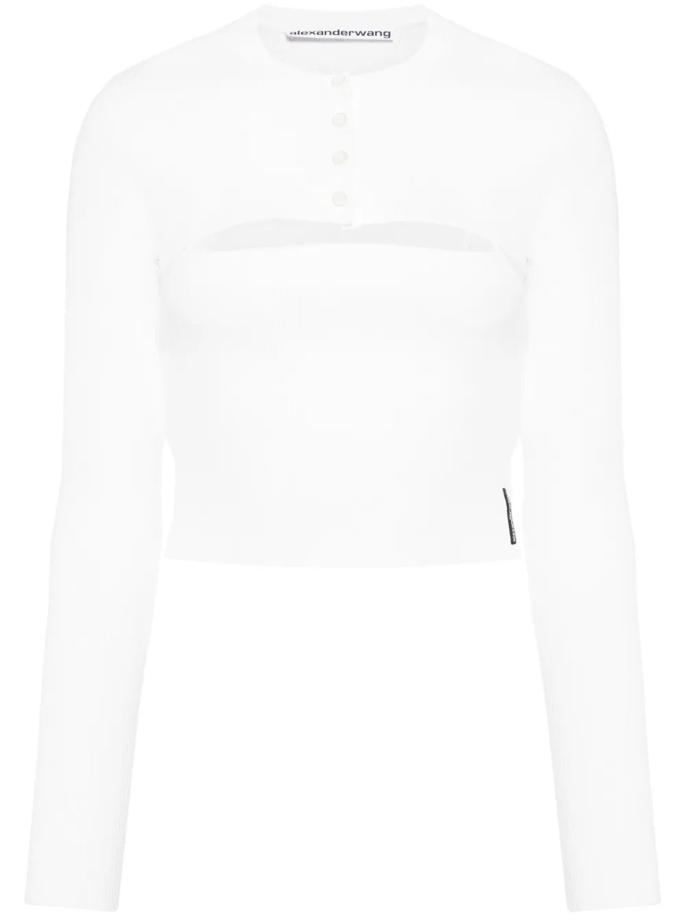Cut-Out Long-Sleeved Cropped Top