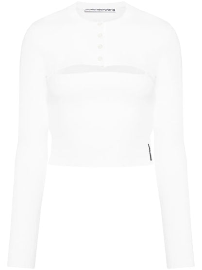 Cut-Out Long-Sleeved Cropped Top