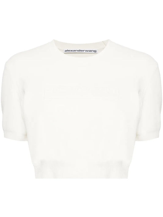 Logo-Embossed Cropped Top