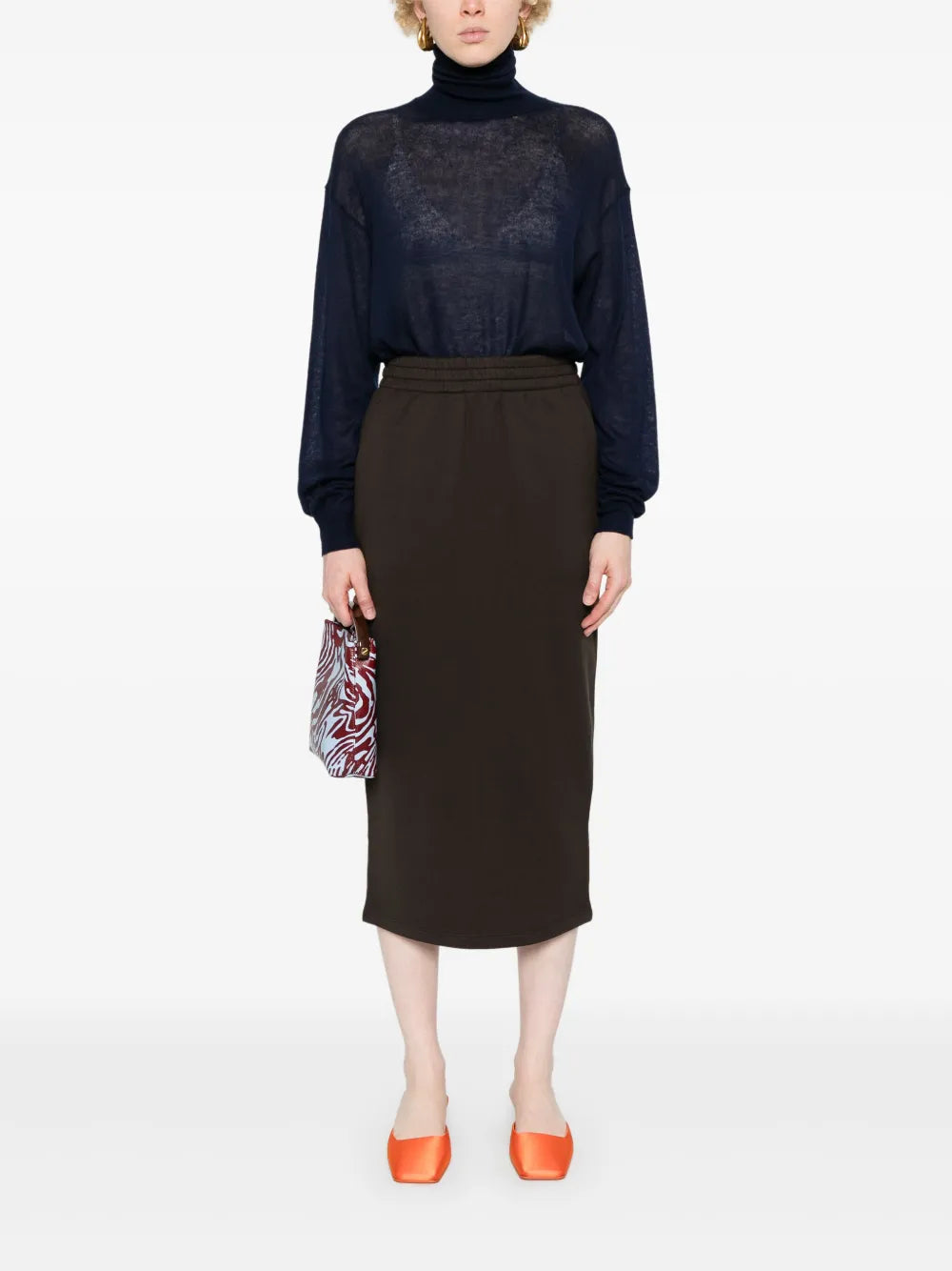 Cotton Jersey Midi Skirt