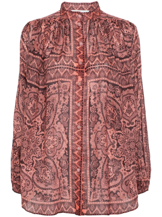 Ottie Paisley-Print Ramie Shirt