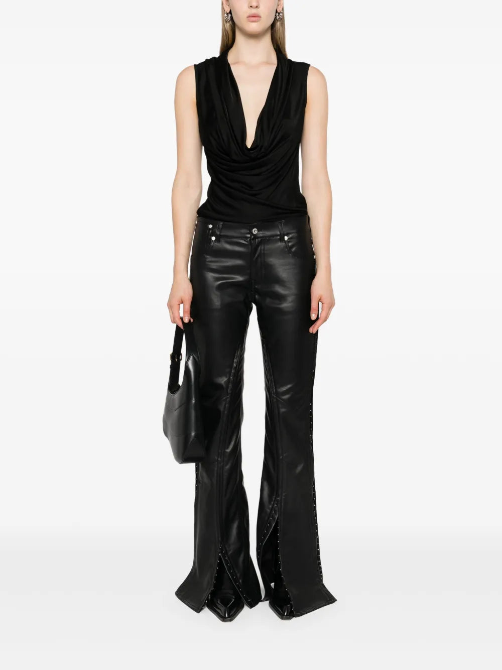 Cowl-Neck Sleeveless Blouse