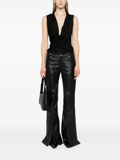 Cowl-Neck Sleeveless Blouse