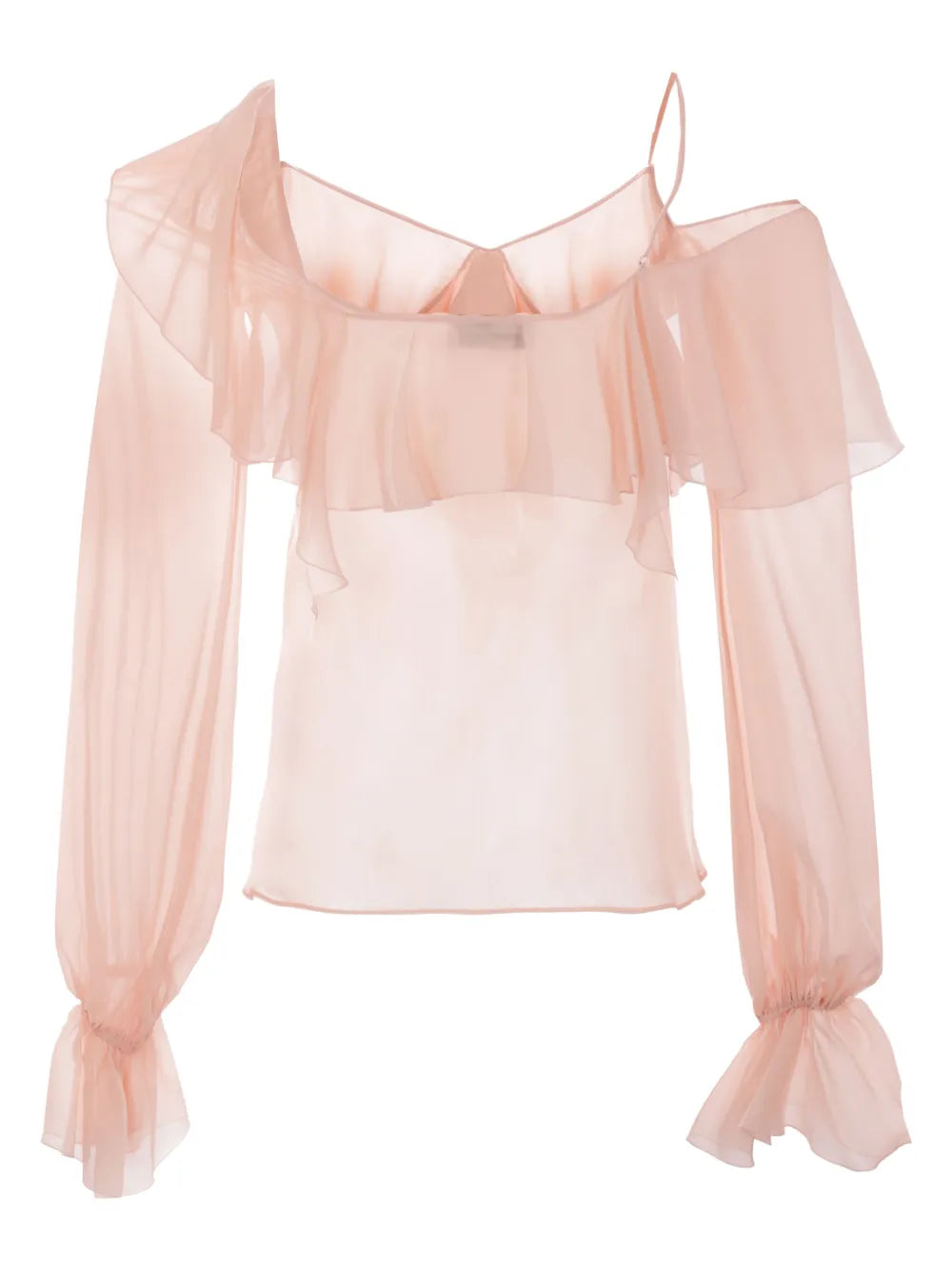 Asymmetric-Neck Silk Blouse