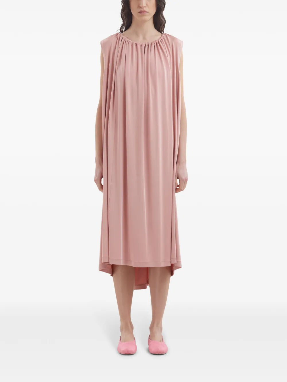 Draped Midi Shift Dress