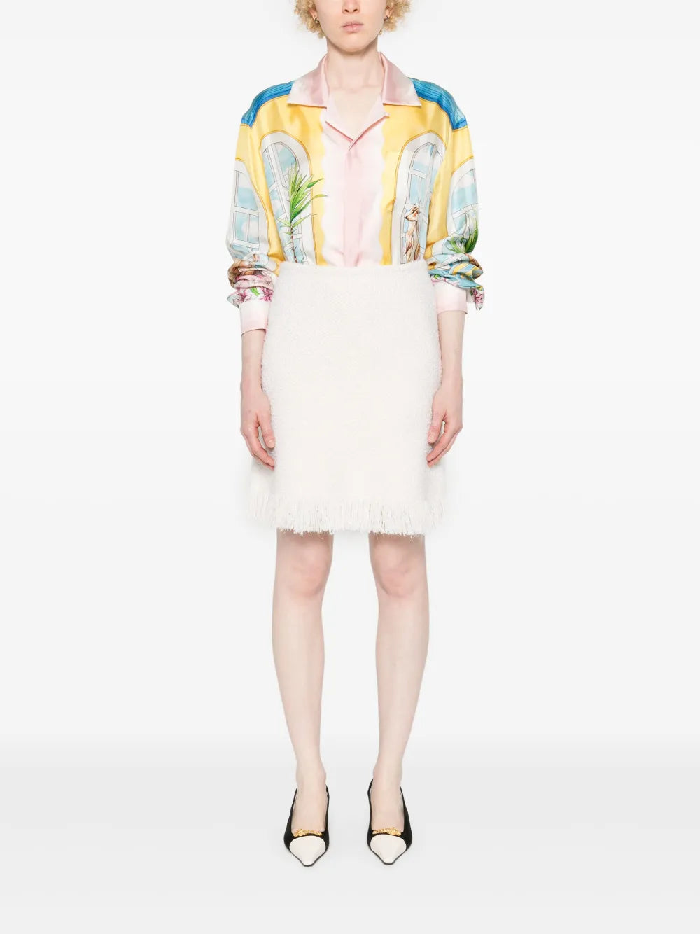 Graphic-Print Silk Shirt