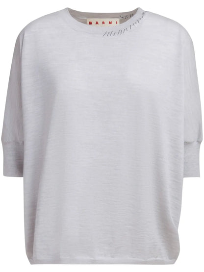 Decorative-Stitching Knitted Top