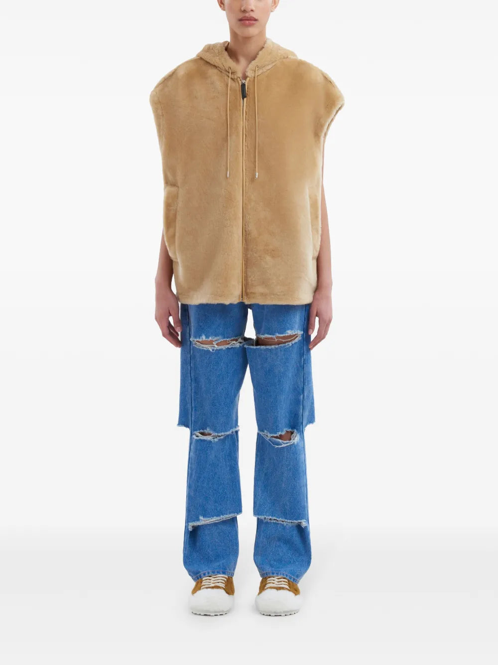 Hooded Shearling Waistcoat