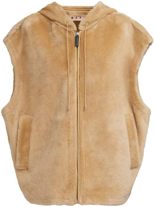 Hooded Shearling Waistcoat