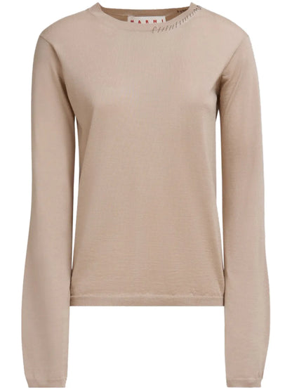 Decorative-Stitching Knitted Top