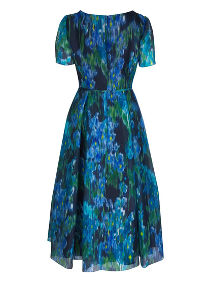 Floral-Print Organza Midi Dress
