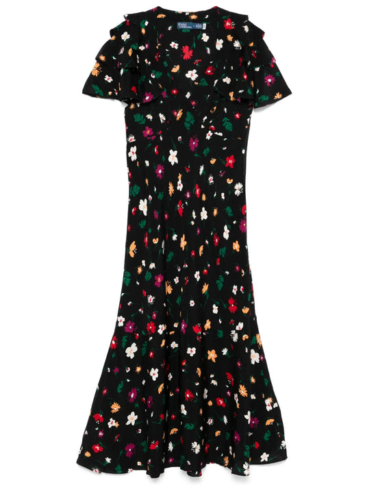 Floral-Print Silk Dress