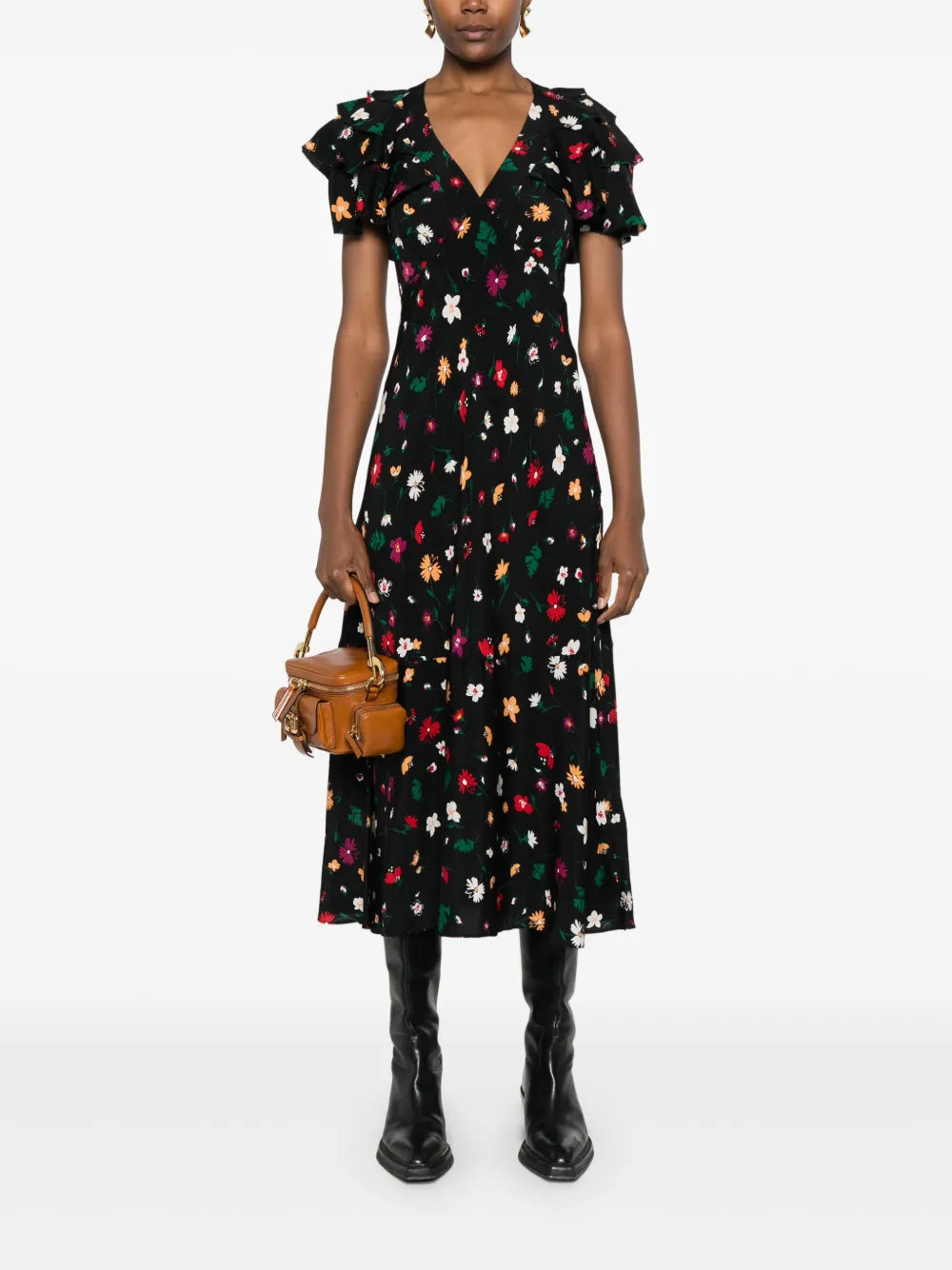 Floral-Print Silk Dress