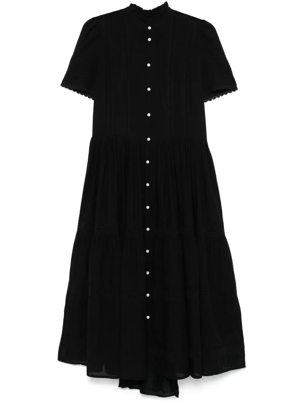 Lace-Trim Cotton Midi Dress