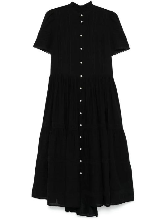 Lace-Trim Cotton Midi Dress