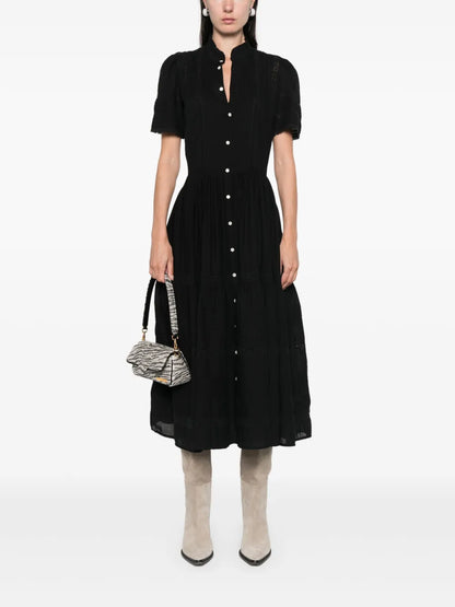 Lace-Trim Cotton Midi Dress
