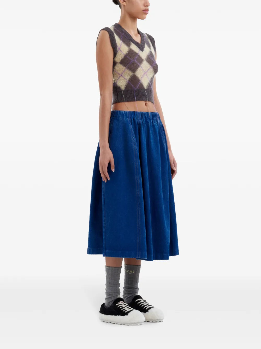 Check-Print Knitted Vest