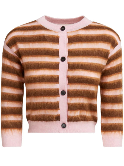 Striped Brushed Wool Cardigan