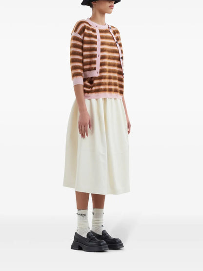 Striped Brushed Wool Cardigan
