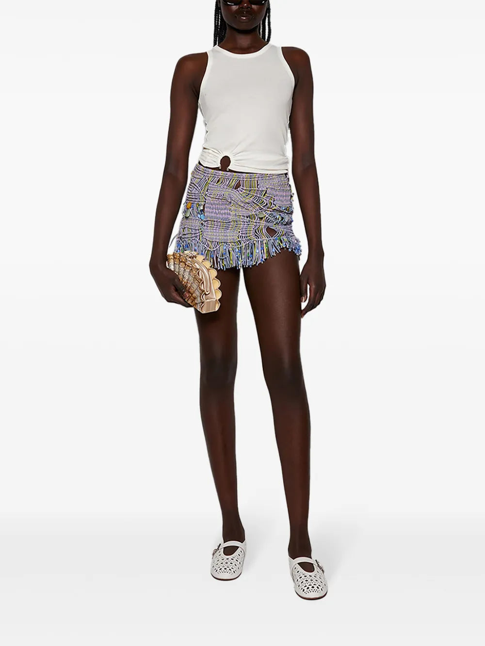 Fringed Macramé Miniskirt