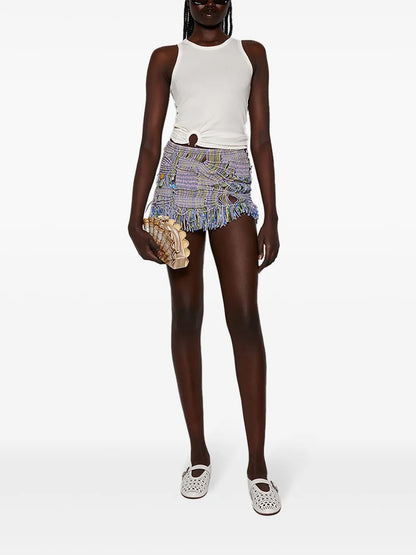 Fringed Macramé Miniskirt