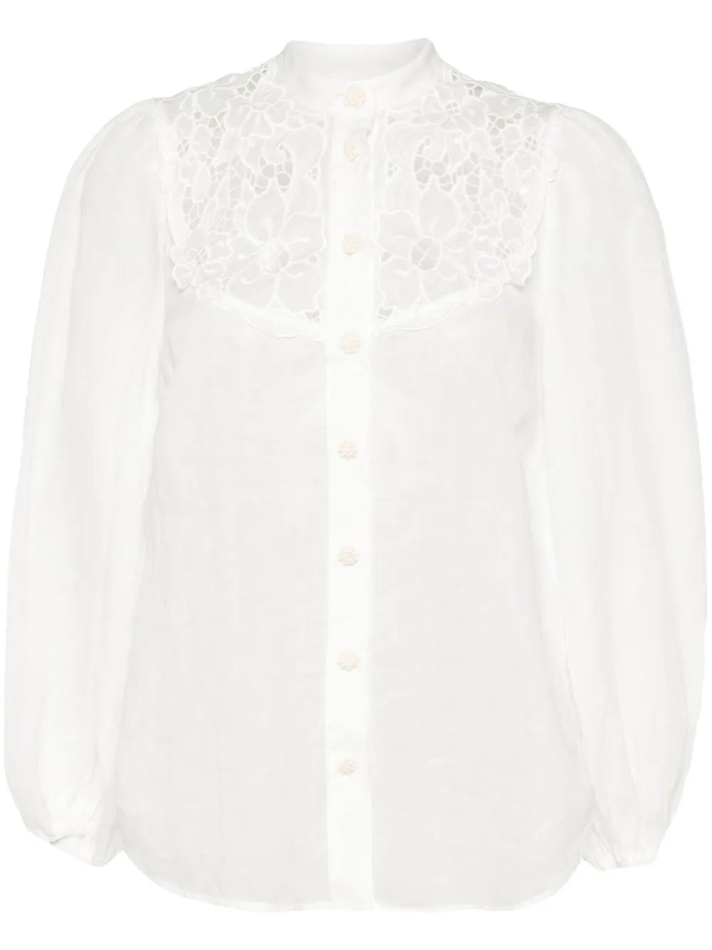 Floral-Embroidered Ramie Shirt