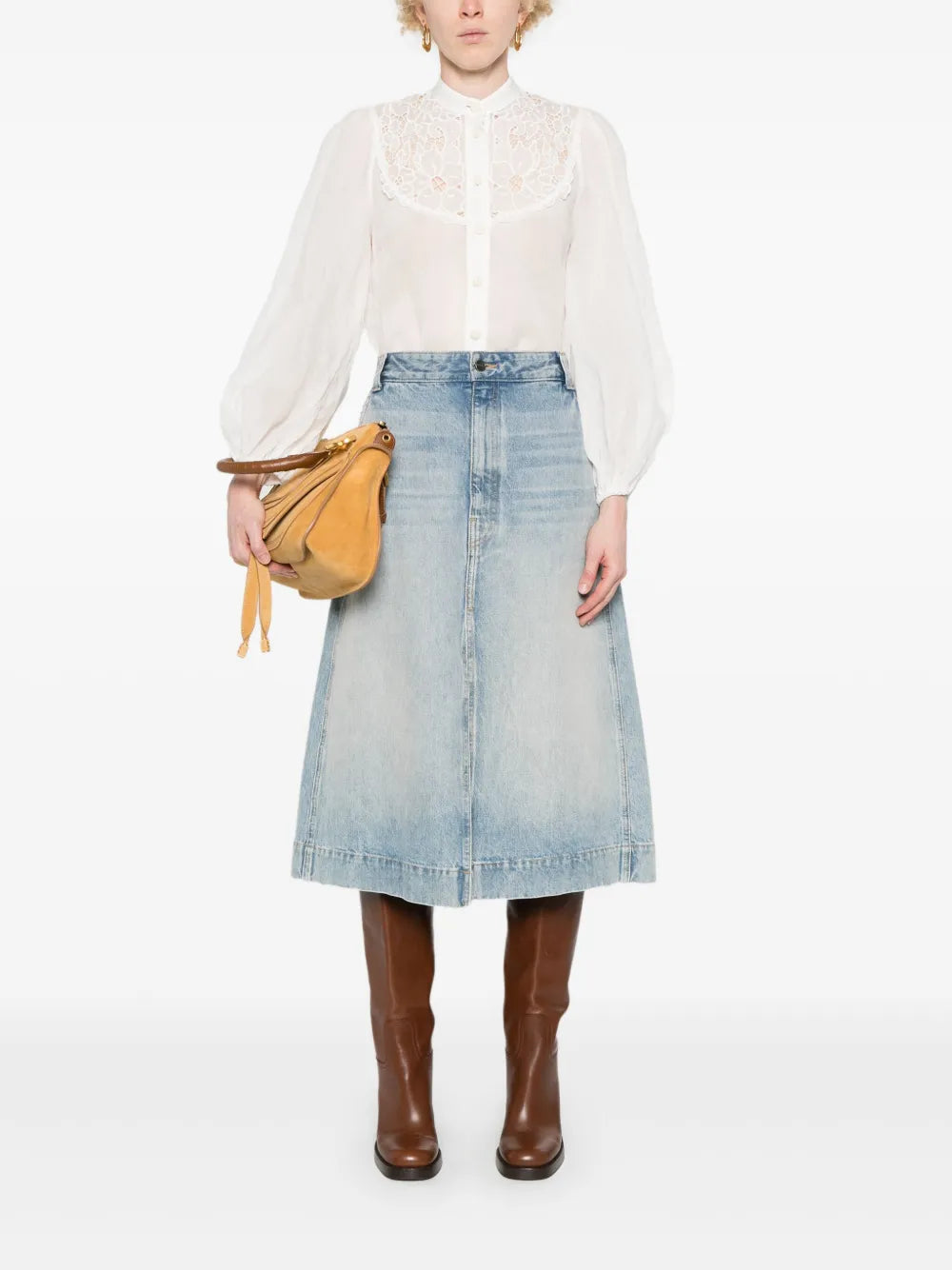 Floral-Embroidered Ramie Shirt