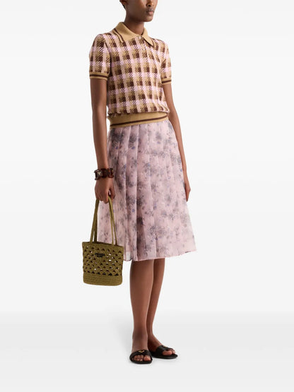 Floral-Print Pleated Skirt