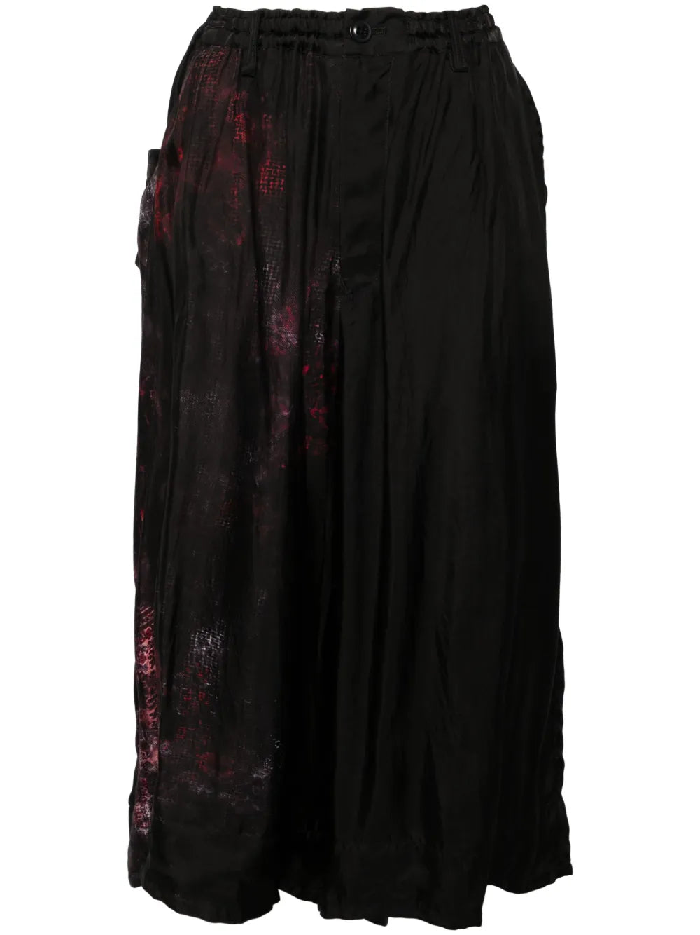 Abstract-Print Pleated Midi Skirt