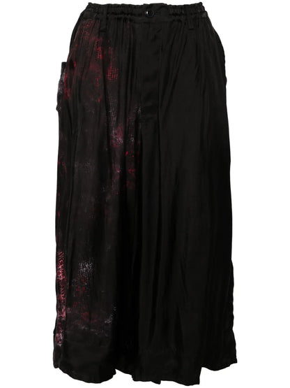 Abstract-Print Pleated Midi Skirt