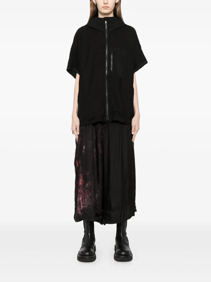 Abstract-Print Pleated Midi Skirt