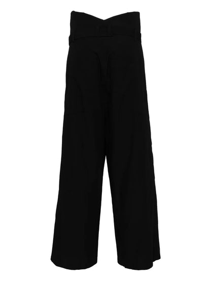High-Waisted Cotton Trousers