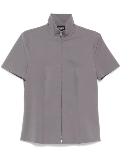 Zip Fastening Short Sleeves Shirt