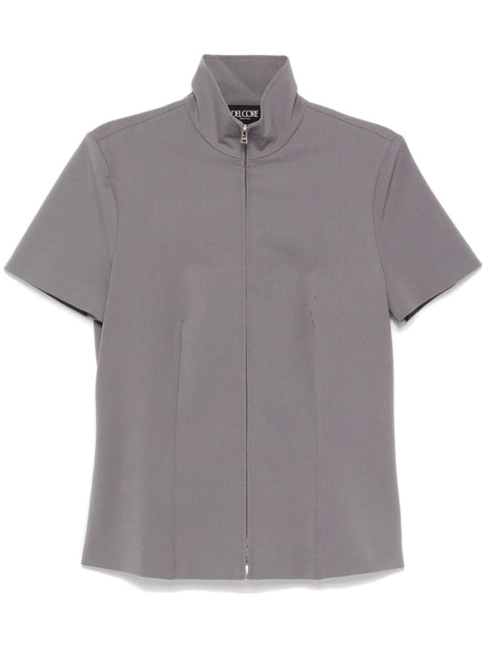 Zip Fastening Short Sleeves Shirt