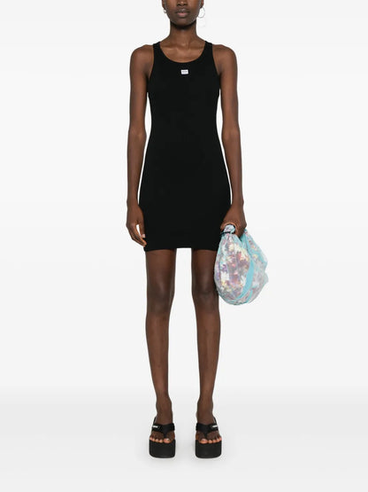 Logo-Patch Fine-Ribbed Minidress