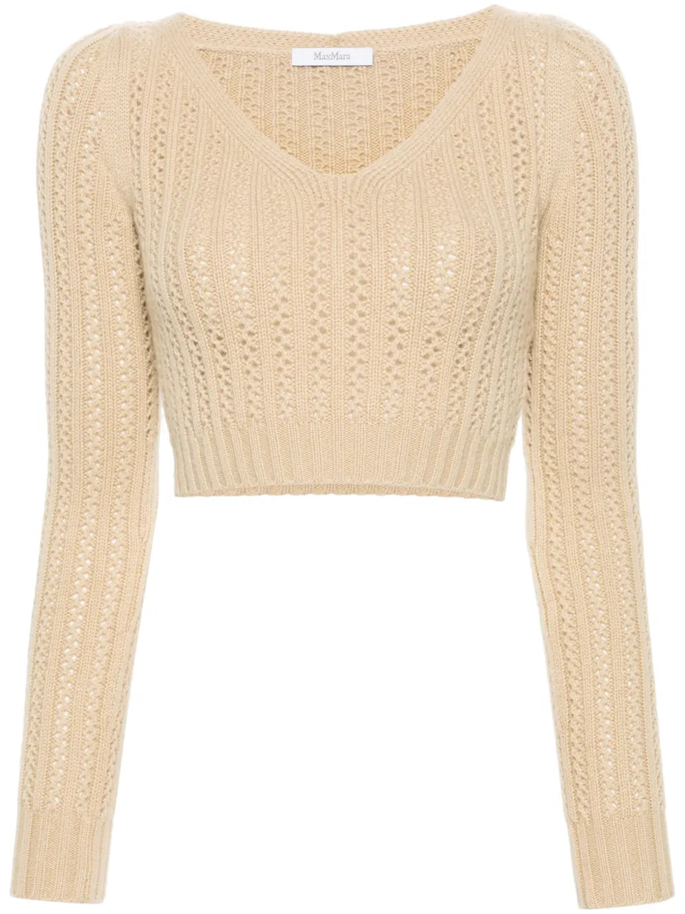 Cropped Open-Knit Jumper