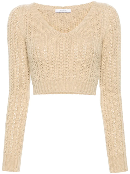 Cropped Open-Knit Jumper