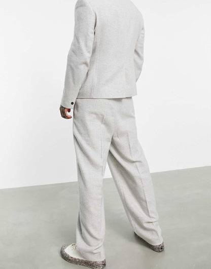 High Waisted Balloon Wool Mix Twill Suit Trousers