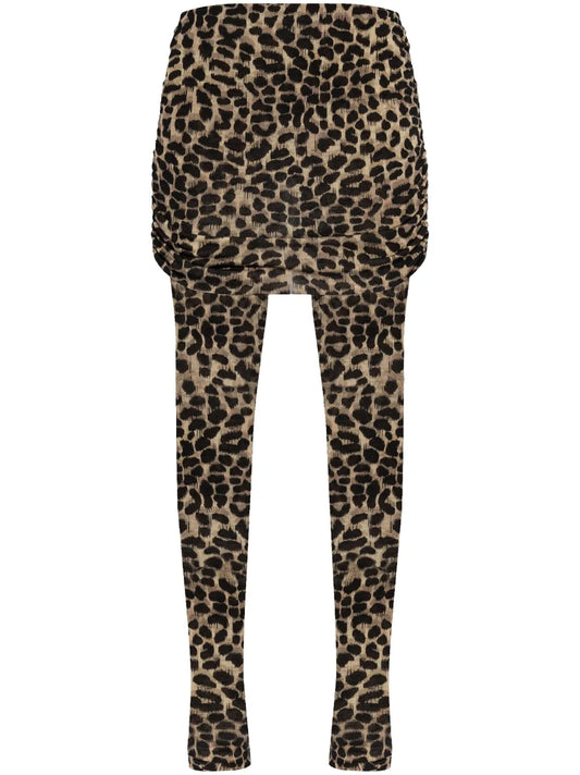 Leopard-Print Wool Leggings
