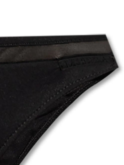 Logo-Plaque Mesh-Panel Bikini Bottom