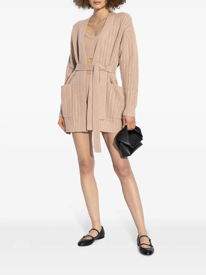 Perforated-Knit Cardigan