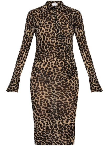Leopard-Print Wool Dress