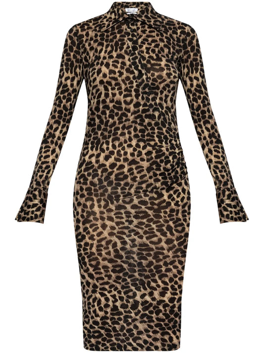 Leopard-Print Wool Dress