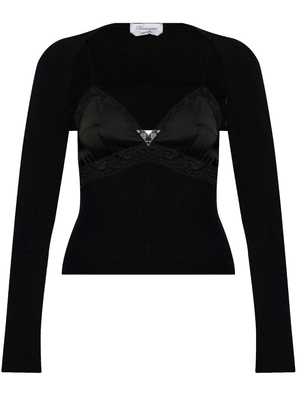 Lace-Panel Knitted Top