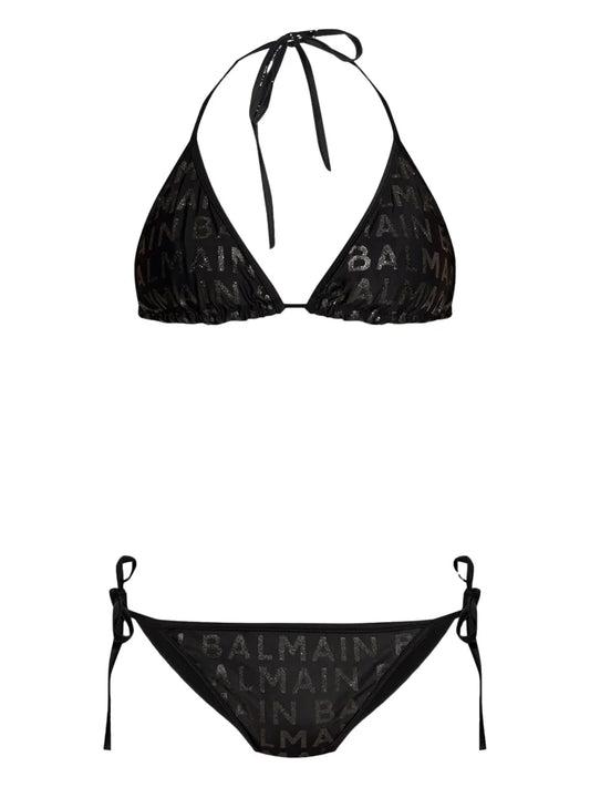 Logo-Print Triangle Bikini