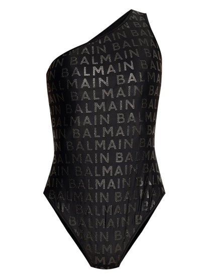 Logo-Print One-Shoulder Swimsuit