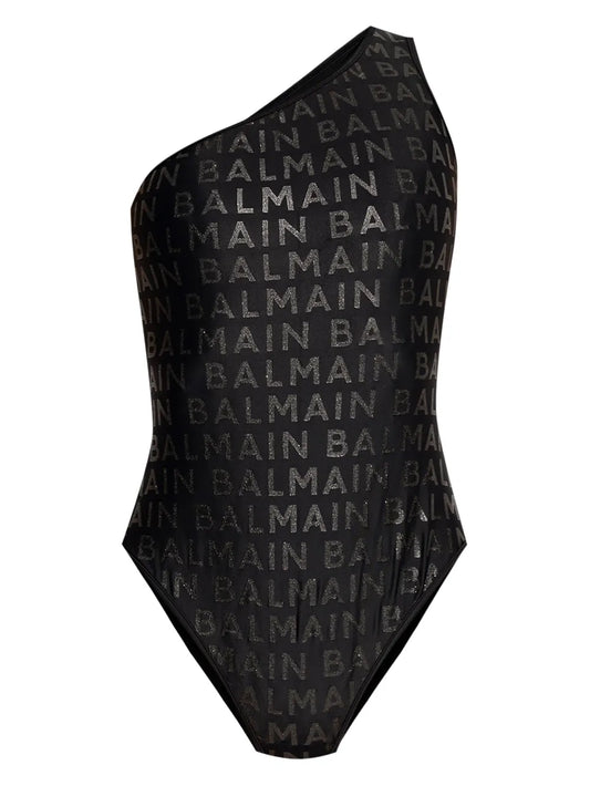 Logo-Print One-Shoulder Swimsuit