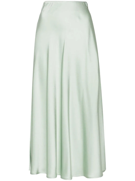 High-Waist Satin Midi Skirt