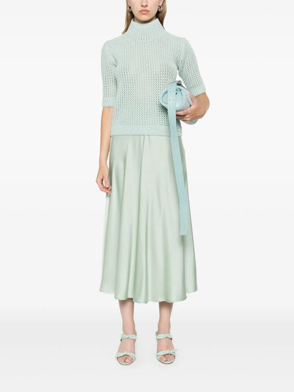 High-Waist Satin Midi Skirt
