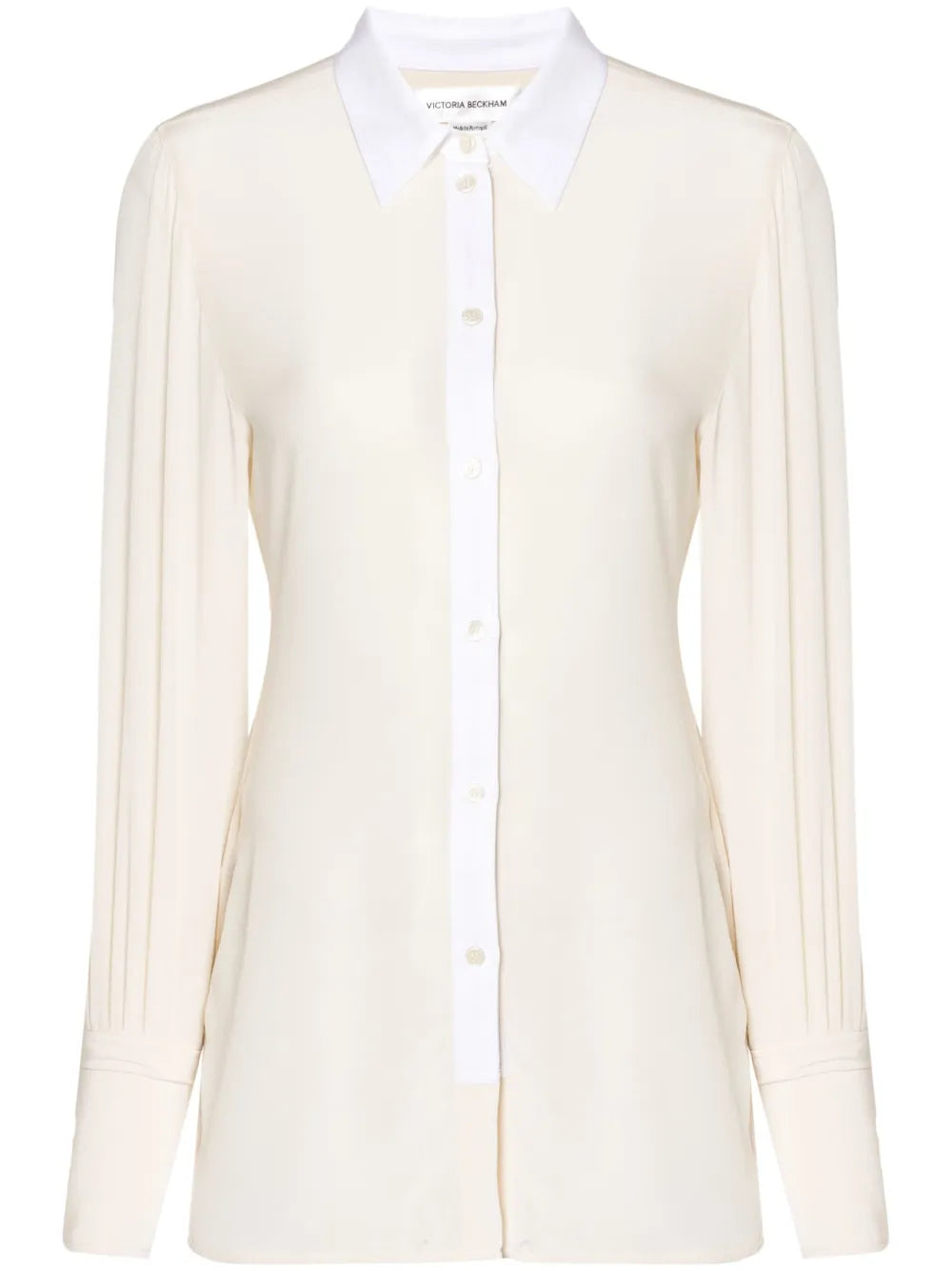 Contrast-Placket Silk Shirt